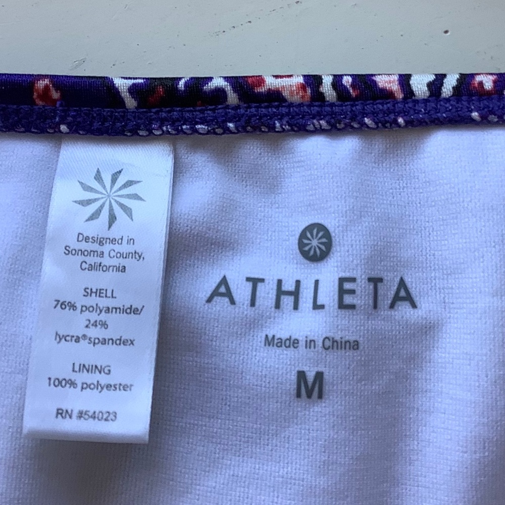 3 pIece ATHLETA Aqualuxe Paradise Print Molded Tankini bikini top bottoms SZ Med - Picture 7 of 7